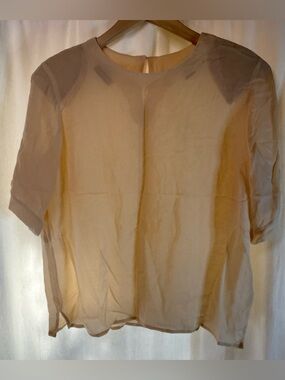 Anne Klein II Sheer Short Sleeve Silk Blouse